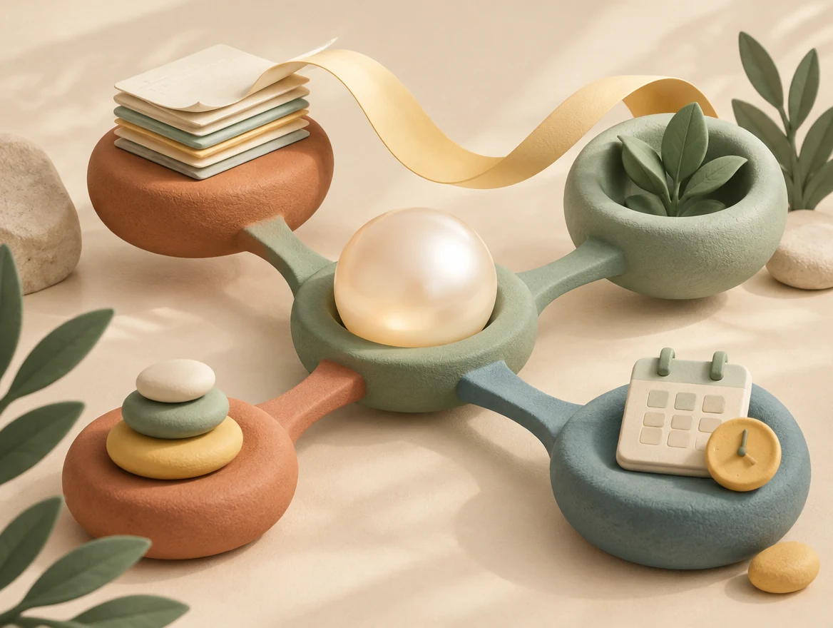Warm sculptural illustration for the N2L Ai Realm